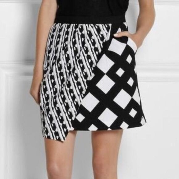 Peter Pilotto x Target Mini Skirt Size 4 Black White Pencil Wrap Skirt - Picture 1 of 7